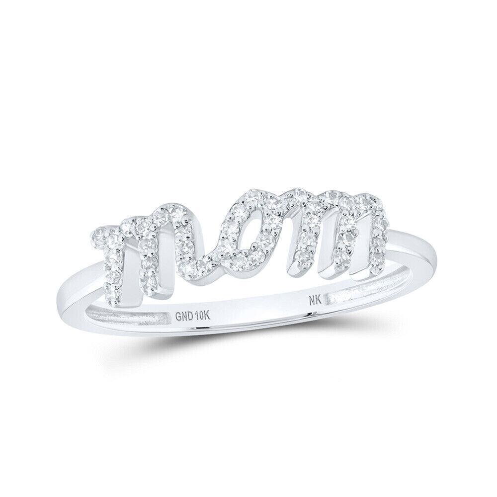 1/6 cttw Diamond MOM Womens Band Ring Mother 10k White Gold